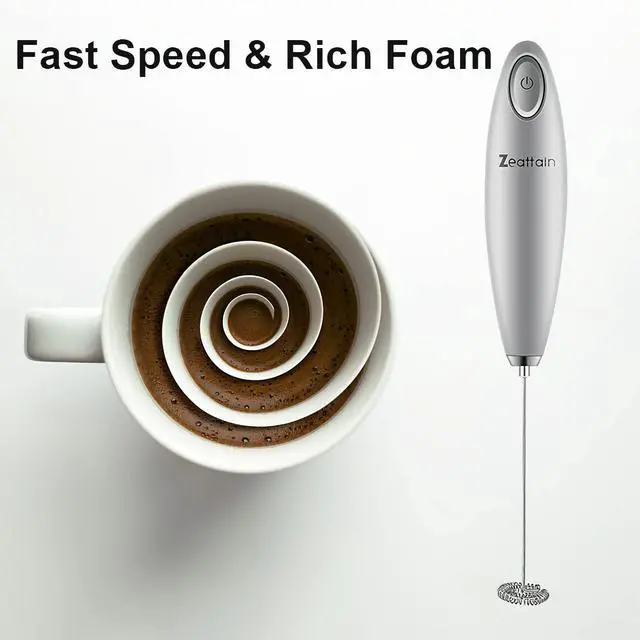 Alt view image 2 of 6 - Milk Frother Handheld Mixer, Battery Operated Electric Whisk Foam Maker for Cappuccino,Latte,Coffee,Matcha & More - Sliver
