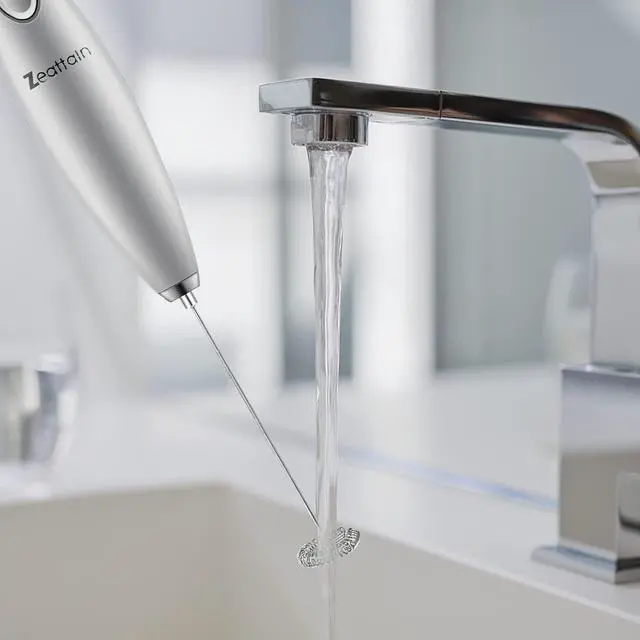 Alt view image 6 of 6 - Milk Frother Handheld Mixer, Battery Operated Electric Whisk Foam Maker for Cappuccino,Latte,Coffee,Matcha & More - Sliver