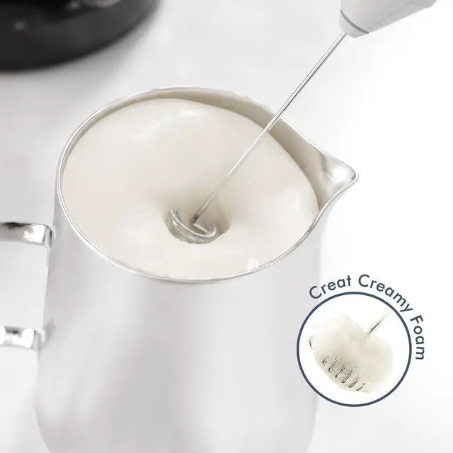 Alt view image 2 of 5 - Handheld Foam Maker, Mini Whisk Drink Mixer for Coffee, Cappuccino, Latte, Matcha, Hot Chocolate, No Stand, Sky Blue
