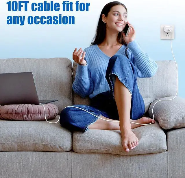 Alt view image 7 of 7 - iPhone 17 16 15 Fast Charger Block and 10ft Type C to C Cable Cord Long, 20W USB C Charging Plug for Apple iPhone 17 Pro Max/17 Air/16 Pro Max/16/15 Pro/15 Plus/iPad Mini,Wall Power Adapter Cube Brick