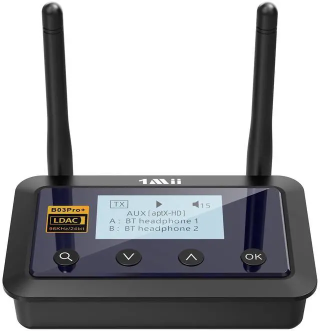 Main image of B03Pro+ Bluetooth 5.3 Transmitter Receiver Certified LDAC for TV Home Stereo, Long Range Bluetooth Extender Wireless Audio Adapter with Screen, Optical RCA AUX 3.5mm Outputs/Inputs