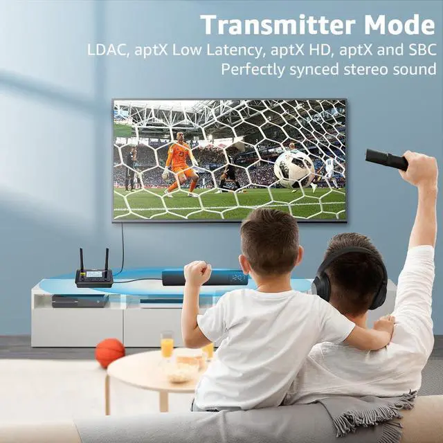 Alt view image 5 of 7 - B03Pro+ Bluetooth 5.3 Transmitter Receiver Certified LDAC for TV Home Stereo, Long Range Bluetooth Extender Wireless Audio Adapter with Screen, Optical RCA AUX 3.5mm Outputs/Inputs