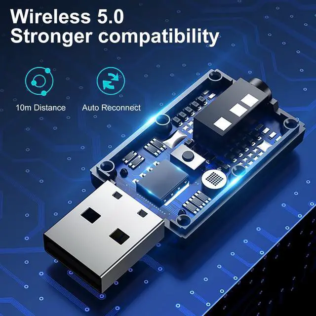 Alt view image 5 of 7 - Bluetooth 5.0 2-in-1 Transmitter and Receiver, Low Latency USB Bluetooth Audio Adapter for TV, Car, Home Stereo, Speaker, Smart TV, Tablet, Smartphone, Desktop, Headphones