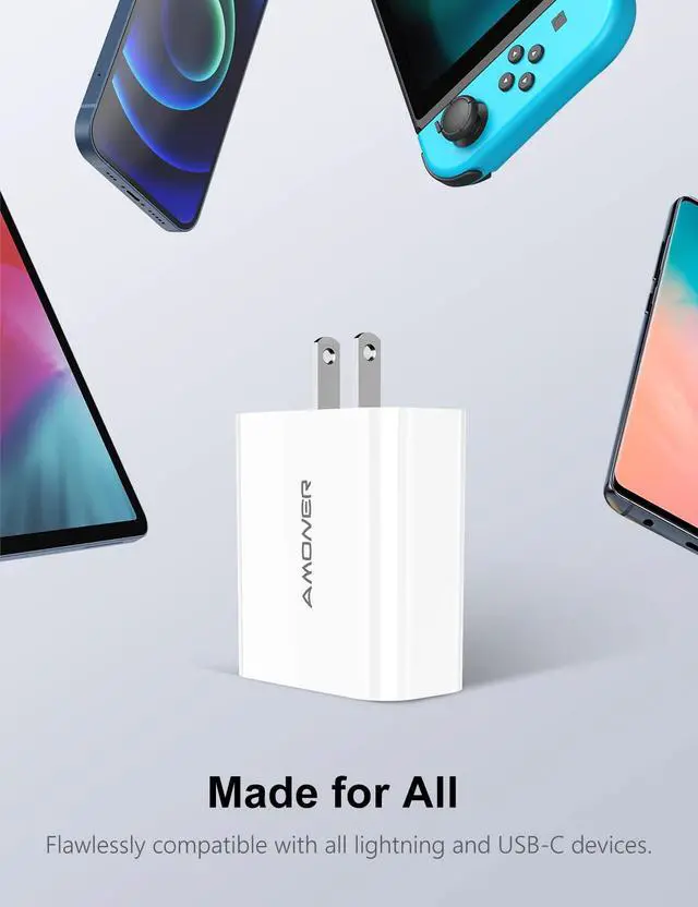 Alt view image 7 of 7 - USB C Charger, Amoner 35W iPhone Charger, 3-Port Type C Wall Charger with PD 3.0 Power Delivery Adapter for iPhone 16/16 Pro/15/14/13/12/11/SE/XS, Galaxy, Pixel 4/3 and More