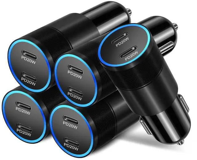 Main image of 5 Pack USB C Car Charger, Bangfun 40W Dual Port 12V USB C Car Charger Cigarette Lighter Adapter PD 3.0 Fast Charge Type C Car Phone Charger for iPhone 17 16 15 14 13 12 Pro Max iPad,Samsung S24(Black)