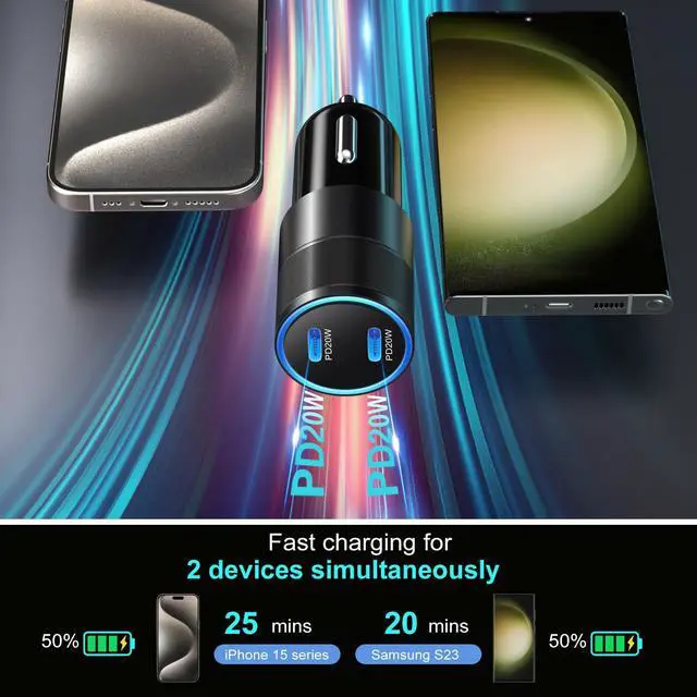 Alt view image 2 of 7 - 5 Pack USB C Car Charger, Bangfun 40W Dual Port 12V USB C Car Charger Cigarette Lighter Adapter PD 3.0 Fast Charge Type C Car Phone Charger for iPhone 17 16 15 14 13 12 Pro Max iPad,Samsung S24(Black)