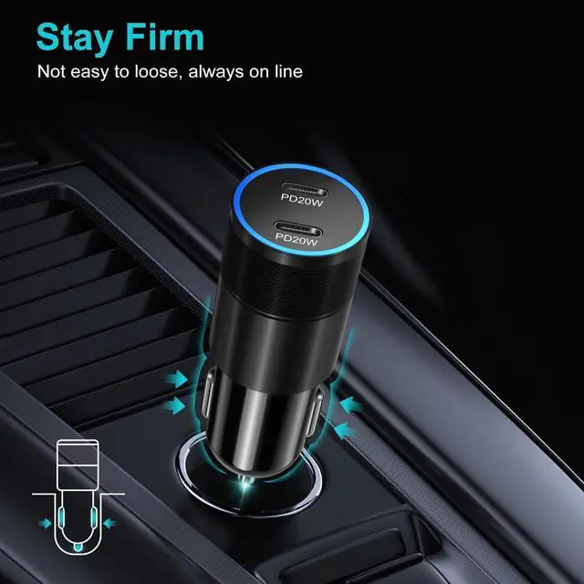 Alt view image 6 of 7 - 5 Pack USB C Car Charger, Bangfun 40W Dual Port 12V USB C Car Charger Cigarette Lighter Adapter PD 3.0 Fast Charge Type C Car Phone Charger for iPhone 17 16 15 14 13 12 Pro Max iPad,Samsung S24(Black)