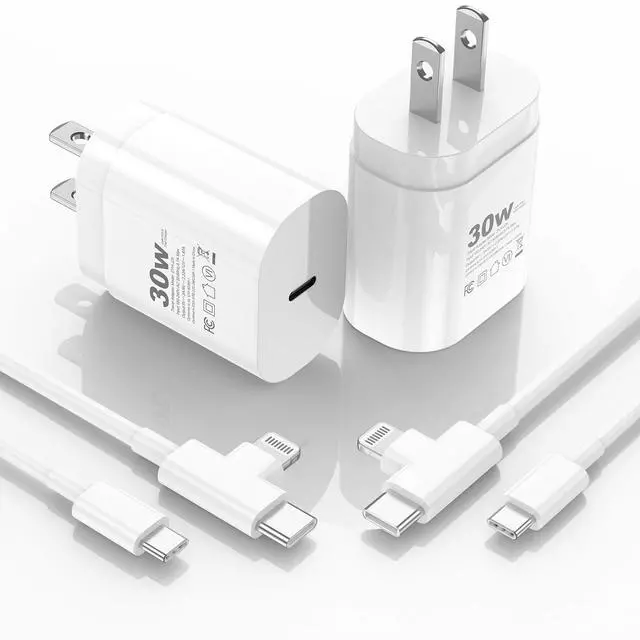 Alt view image 7 of 7 - 30W iPhone 17/16/15/14/13/12 Charger Fast Charging Block with 6FT Long C to Type C& Lightning Cable.Fast Charging for All iPhone/iPad and Galaxy Series (White 2)