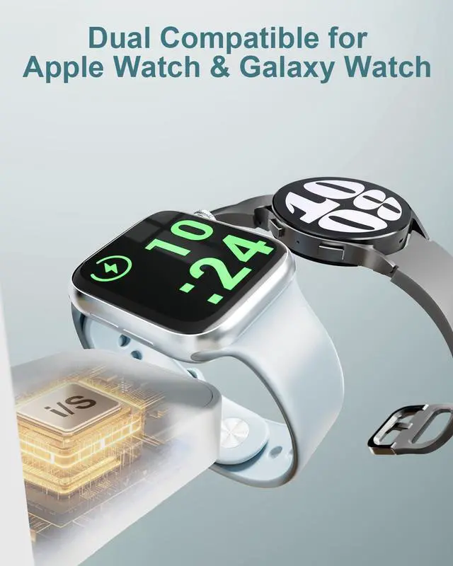 Alt view image 3 of 6 - 3-in-1 Charging Station for Apple & Samsung - Qi2 Certified 15W Rotating Wireless Mag-Safe Charger Stand for Apple - iPhone 17 16 15 14 13 12, AirPods, Apple & Galaxy Watch, Samsung S25 S24 Bud(White)