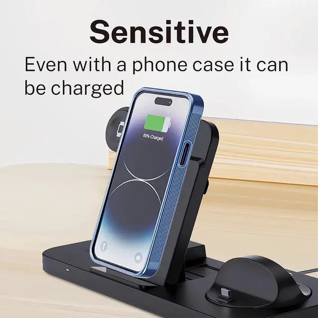 Alt view image 6 of 7 - 6-in-1 Fast Wireless Charging Station for iPhone 16/15/14/13, Apple Watch Ultra/9/8, AirPods Pro,18W Qi-Certified (B21A-C-BLACK)