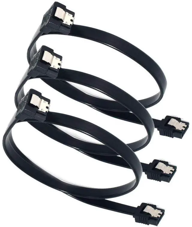 Main image of SATA Cables, Sata III 6.0 Gbps Cable 90 Degree Right Angle Data Cable 7 Pin with Locking Latch 18Inch for SATA HDD, SSD, CD Driver etc(3 Pack)