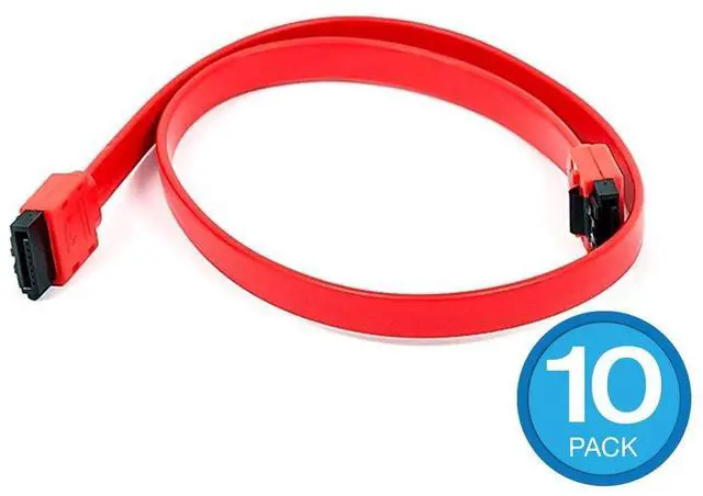 Main image of SATA 6Gbps Straight Connector Cable with Lock Inchg Latch - 1.5 Feet - Red (10 Pack) Compatible with SATA HDD, SSD, CD Driver, CD Writer
