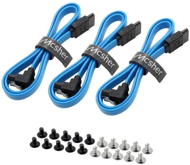 Main image of 3 Pack 20-Inch SATA III 6GB/s Data Cable with Locking Latch and 90-Degree Plug