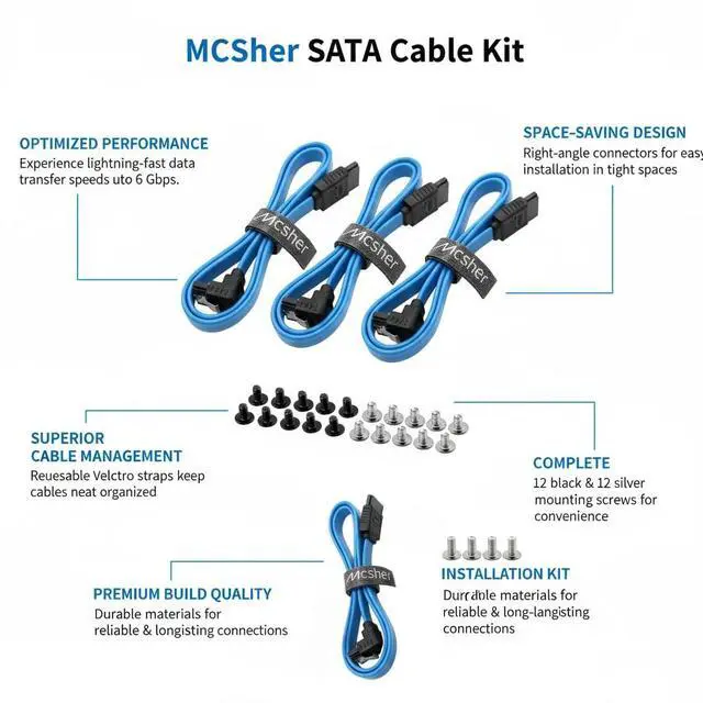 Alt view image 2 of 7 - 3 Pack 20-Inch SATA III 6GB/s Data Cable with Locking Latch and 90-Degree Plug