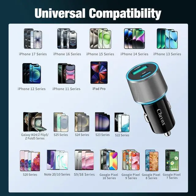Alt view image 6 of 7 - 38W USB C Car Charger Adapter, 20W Fast USBC & 18W Rapid QC3.0 Ports, 12V Cigarette Lighter Adapter, Type C Auto Plug Outlet Accessories for iPhone 17 16 15 14, Google Samsung S26, Android Cell Phone