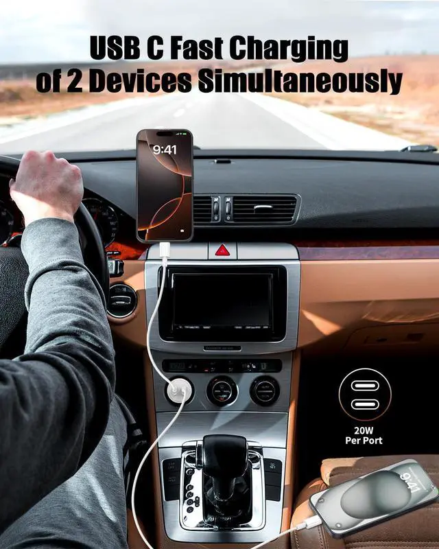 Alt view image 4 of 7 - 2Pack 40W Car Charger USB C, 2-Port Type C Car Charger Fast Charging Adapter for iPhone 17 16 15 Pro Max, Dual Apple iPhone Car Fast Charger for iPhone 17 16 15 14 13 12 Pro Plus Max,iPad,Samsung