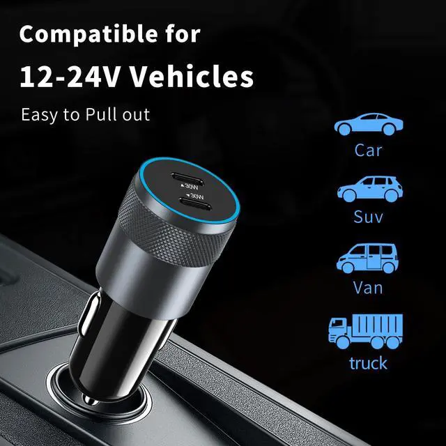 Alt view image 5 of 7 - 5 Pack USB C Car Charger Adapter, Aymla 60W Dual PD 3.0 Auto Cigarette Lighter Car Plug 2 Ports Type-C Fast Charging for iPhone 17/16 Pro Max/15 Plus, Samsung Galaxy S26/S25, Google Pixel 10, iPad