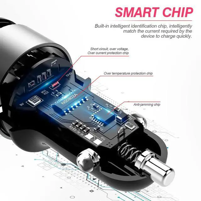 Alt view image 2 of 7 - USB C Car Charger, 2 Pack PD 20W & QC 3.0 22.5W USB Car Fast Charger Plug, Mini Aluminum Alloy Cigarette Lighter Charging Adapter, Compatible with iPhone, Galaxy S22/21 Google Pixel 6