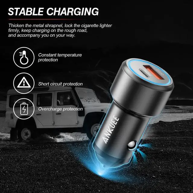 Alt view image 3 of 7 - USB C Car Charger, 2 Pack PD 20W & QC 3.0 22.5W USB Car Fast Charger Plug, Mini Aluminum Alloy Cigarette Lighter Charging Adapter, Compatible with iPhone, Galaxy S22/21 Google Pixel 6