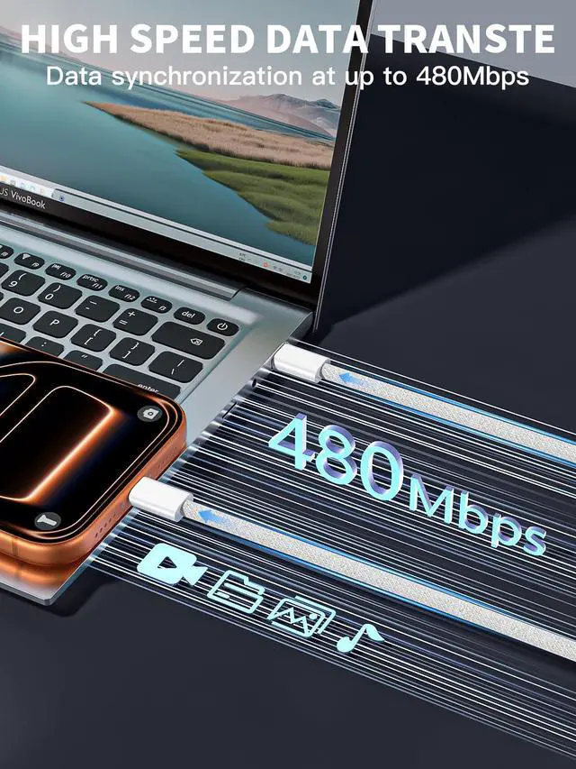 Alt view image 3 of 7 - 40W-60W Apple Dynamic Power Adapter,Fast USB C Charger 2Pack iPhone Charger Fast Charging 6FT Type C Braided Charging Cables for Apple iPhone 17/17E/Air/17 ProMax/16Pro/16e/15Plus,iPad Pro/Air,AirPods