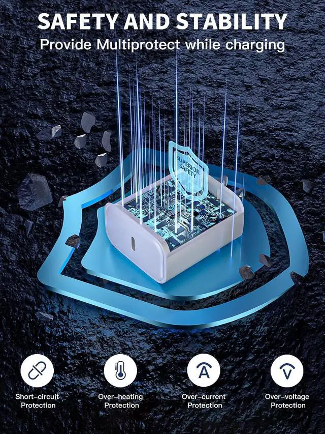 Alt view image 5 of 7 - 40W-60W Apple Dynamic Power Adapter,Fast USB C Charger 2Pack iPhone Charger Fast Charging 6FT Type C Braided Charging Cables for Apple iPhone 17/17E/Air/17 ProMax/16Pro/16e/15Plus,iPad Pro/Air,AirPods