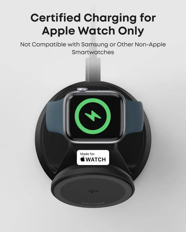 Alt view image 4 of 6 - MagSafe Charger Compatible, MagGo 3-in-1 Charging Station, Nano Charging Stand, Qi2 Certified 15W Magnetic Wireless Charger Dock, for iPhone17/16/15/14, Apple Watch,AirPods (Adapter Included)