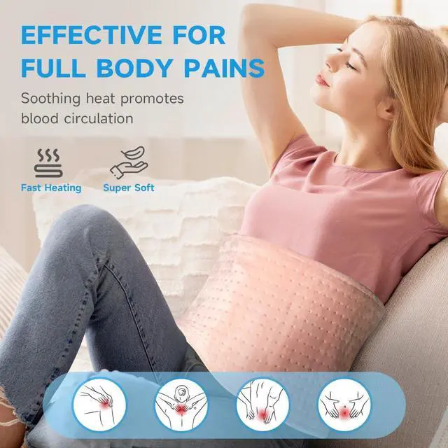 Alt view image 4 of 7 - Heating Pad for Back Pain Relief & Cramps,Electric Heating Pads for Neck and Shoulders with 2H-Auto Shut Off and 5 Heat Settings,Gifts for Mom Men 12''X24''(Rose)