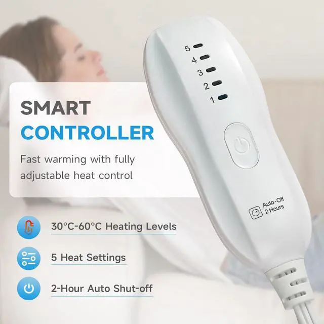 Alt view image 3 of 7 - Heating Pad for Back Pain Relief & Cramps,Electric Heating Pads for Neck and Shoulders with 2H-Auto Shut Off and 5 Heat Settings,Gifts for Mom Men 12''X24''(Rose)