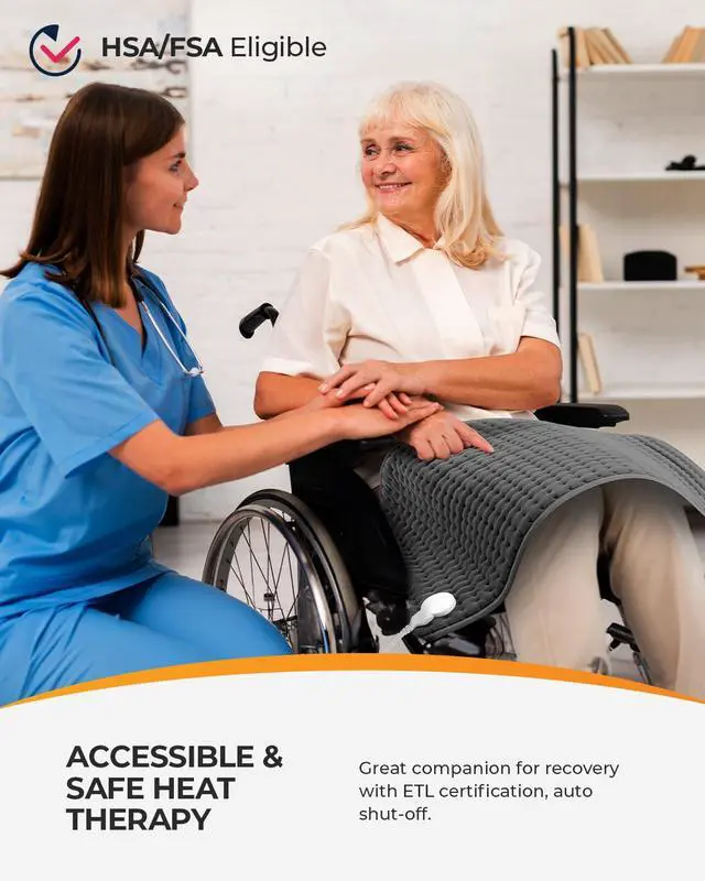 Alt view image 2 of 7 - 17x33 Large Heating Pad for Back, HSA Approved Items for Mom Dad, Electric Heated Pad for Neck Shoulders Period Cramps, FSA Eligible Heat Pad, Auto Off, 10ft Cord