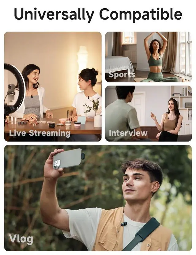 Alt view image 6 of 7 - Wave T1 Mini Wireless Lavalier Microphone with USB-C Plug for iPhone 17 16 15 & Android, Clip on Lapel Mic, Noise Cancellation, AI Voice Filter for Video Recording Vlog Podcast TikTok YouTube