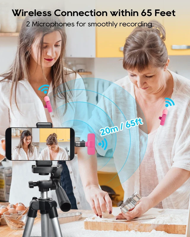 Alt view image 6 of 6 - Mini Hot Pink Microphone for iphone Android Phone Tablet ipad PC, Usb C Wireless Lavalier Mic for Video Recording Vlogging Youtube Tiktok Podcast Interview content creators, Type C Tiny Microphones