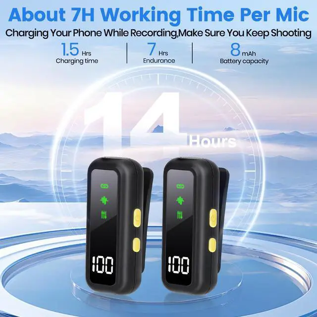 Alt view image 6 of 7 - Wireless Lavalier Microphone for iPhone/Android, Noise Reduction, USB-C Plug and Play Mini Lapel Mic Clip on Microphone Wireless 2 Pack, Ideal for Content Creator, Video Recording, Vlogging, Streaming