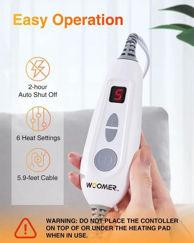 Alt view image 4 of 7 - Extra Large Heating Pad, Electric Heating Pad for Back Pain & Cramps Relief, Heat Pad with Multi-Color Option, Moist Heat Therapy Feature, Auto Shut-Off, Power Cords Storage Belt