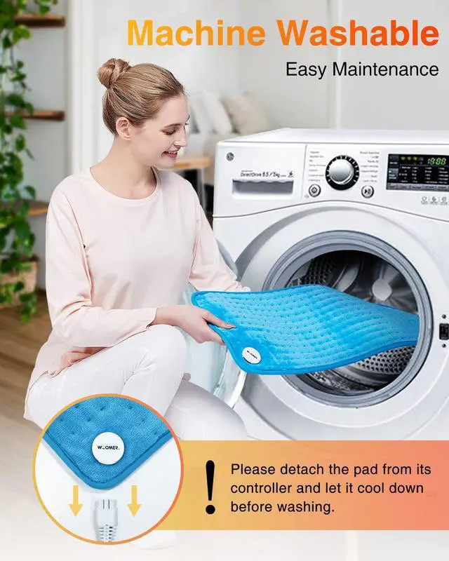 Alt view image 6 of 7 - Extra Large Heating Pad, Electric Heating Pad for Back Pain & Cramps Relief, Heat Pad with Multi-Color Option, Moist Heat Therapy Feature, Auto Shut-Off, Power Cords Storage Belt