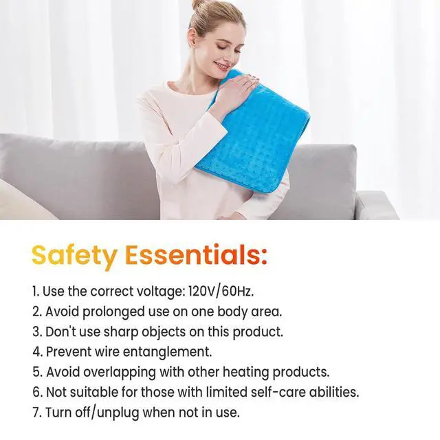 Alt view image 7 of 7 - Extra Large Heating Pad, Electric Heating Pad for Back Pain & Cramps Relief, Heat Pad with Multi-Color Option, Moist Heat Therapy Feature, Auto Shut-Off, Power Cords Storage Belt