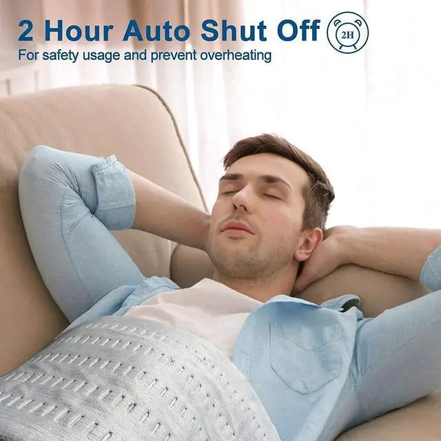 Alt view image 4 of 6 - Heating Pad for Back Pain and Cramps Relief, 12 x 24 Ultra Soft Hot Heated Pad with3 Heat Setting, Moist Heat and Auto Shut-Off for Neck, Shoulder, Leg, Machine Washable