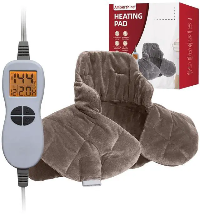 Main image of 19''x24'' Weighted Neck & Shoulder Heating Pad, 2.5lbs with 12 Temperature Settings& 4 Auto-Off Timers, Pain Relief for Neck/Shoulder/Back, Christmas Gifts for Women Men Mom Dad(Light Tan)