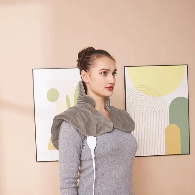 Alt view image 6 of 7 - 19''x24'' Weighted Neck & Shoulder Heating Pad, 2.5lbs with 12 Temperature Settings& 4 Auto-Off Timers, Pain Relief for Neck/Shoulder/Back, Christmas Gifts for Women Men Mom Dad(Light Tan)