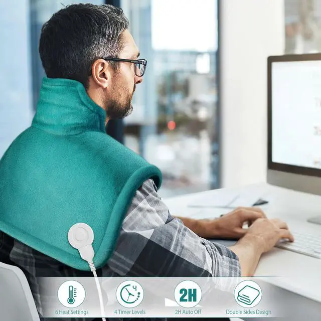 Alt view image 4 of 7 - Neck Shoulder Heating Pad Gift for Back Pain Relief, Electric Weighted Heat Pads for Cramps, Leg and Foot, Gifts for Christmas, Mothers Day, Fathers Day, Birthday, Women, Men, Mom, Dad