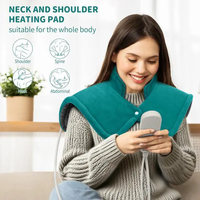 Alt view image 3 of 7 - Neck Shoulder Heating Pad Gift for Back Pain Relief, Electric Weighted Heat Pads for Cramps, Leg and Foot, Gifts for Christmas, Mothers Day, Fathers Day, Birthday, Women, Men, Mom, Dad