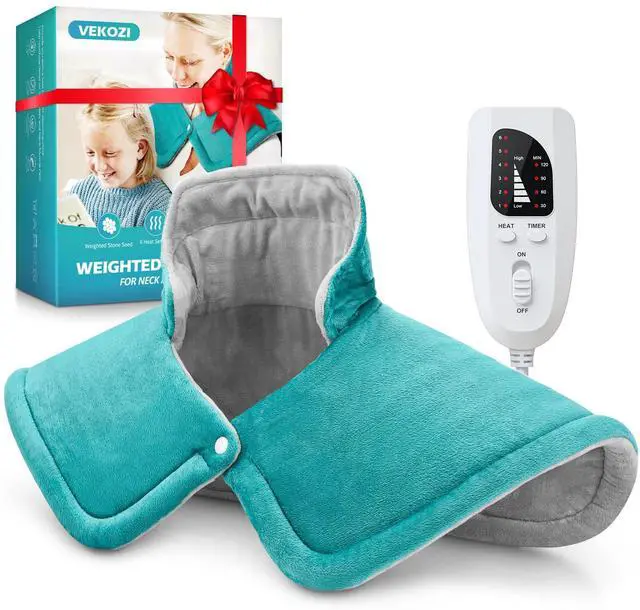 Main image of Heating Pad for Neck and Shoulders and Back, Mothers Day Gifts for Mom Wife Grandma, Birthday Gifts for Women, Weighted Neck Heating Pads, Large Heat Pad, 6 Heat Settings 4 Auto-Off, 17"x23" Blue