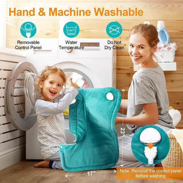 Alt view image 6 of 7 - Heating Pad for Neck and Shoulders and Back, Mothers Day Gifts for Mom Wife Grandma, Birthday Gifts for Women, Weighted Neck Heating Pads, Large Heat Pad, 6 Heat Settings 4 Auto-Off, 17"x23" Blue