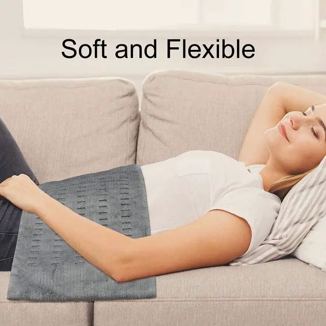 Alt view image 3 of 7 - Heating Pad for Back Pain and Cramps Relief, 12 x 24 Ultra Soft Hot Heated Pad with Moist Heat and Auto Shut-Off for Neck, Shoulder, Machine Washable