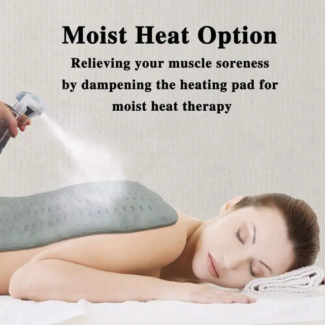 Alt view image 6 of 7 - Heating Pad for Back Pain and Cramps Relief, 12 x 24 Ultra Soft Hot Heated Pad with Moist Heat and Auto Shut-Off for Neck, Shoulder, Machine Washable