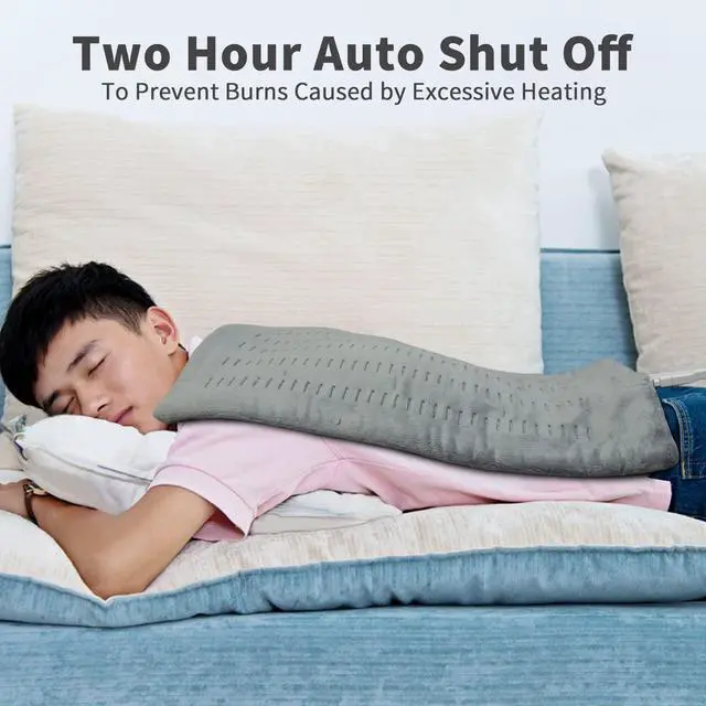 Alt view image 7 of 7 - Heating Pad for Back Pain and Cramps Relief, 12 x 24 Ultra Soft Hot Heated Pad with Moist Heat and Auto Shut-Off for Neck, Shoulder, Machine Washable