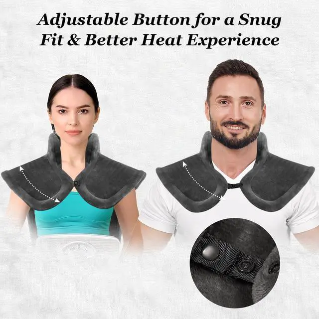 Alt view image 3 of 7 - Heating Pad for Neck Shoulder and Back, Valentines Day Gifts for Her Him, Birthday Gift for Women Men Mom, Deeper Pain Relief,Large Weighted Heat Pad, ETL Certified, Gray