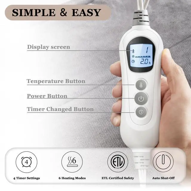 Alt view image 4 of 7 - Heating Pad for Neck Shoulder and Back, Valentines Day Gifts for Her Him, Birthday Gift for Women Men Mom, Deeper Pain Relief,Large Weighted Heat Pad, ETL Certified, Gray