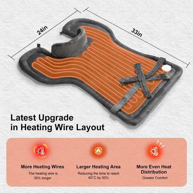 Alt view image 2 of 7 - Heating Pad for Neck Shoulder and Back, Valentines Day Gifts for Her Him, Birthday Gift for Women Men Mom, Deeper Pain Relief,Large Weighted Heat Pad, ETL Certified, Gray