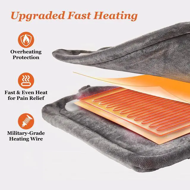 Alt view image 5 of 7 - Heating Pad for Neck Shoulder and Back, Valentines Day Gifts for Her Him, Birthday Gift for Women Men Mom, Deeper Pain Relief,Large Weighted Heat Pad, ETL Certified, Gray