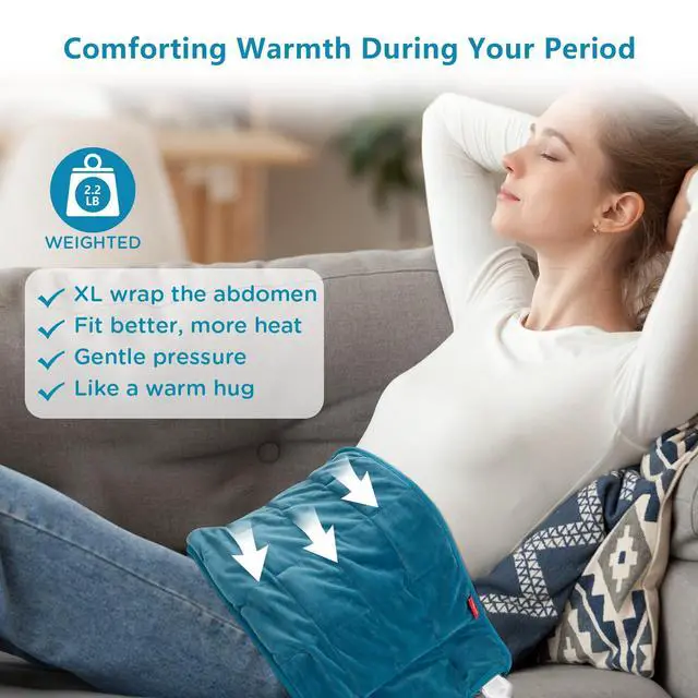 Alt view image 2 of 7 - Weighted Heating Pad for Back & Period, FSA Eligible Electric Heat Pad, Birthday Gifts for Women Men Mom Dad & Mother Day Gift, 2.2 lb HSA Neck Shoulder Heated Pad, 2H Auto-Off, 12x24